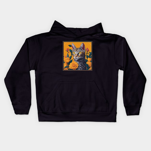 Egyptian mau. Style vector (yellow version 2 egyptian mau) Kids Hoodie by xlhombat